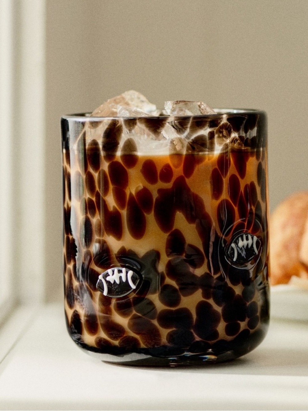 New Anthropologie Icon Juice Glass Football Confetti Grape Black